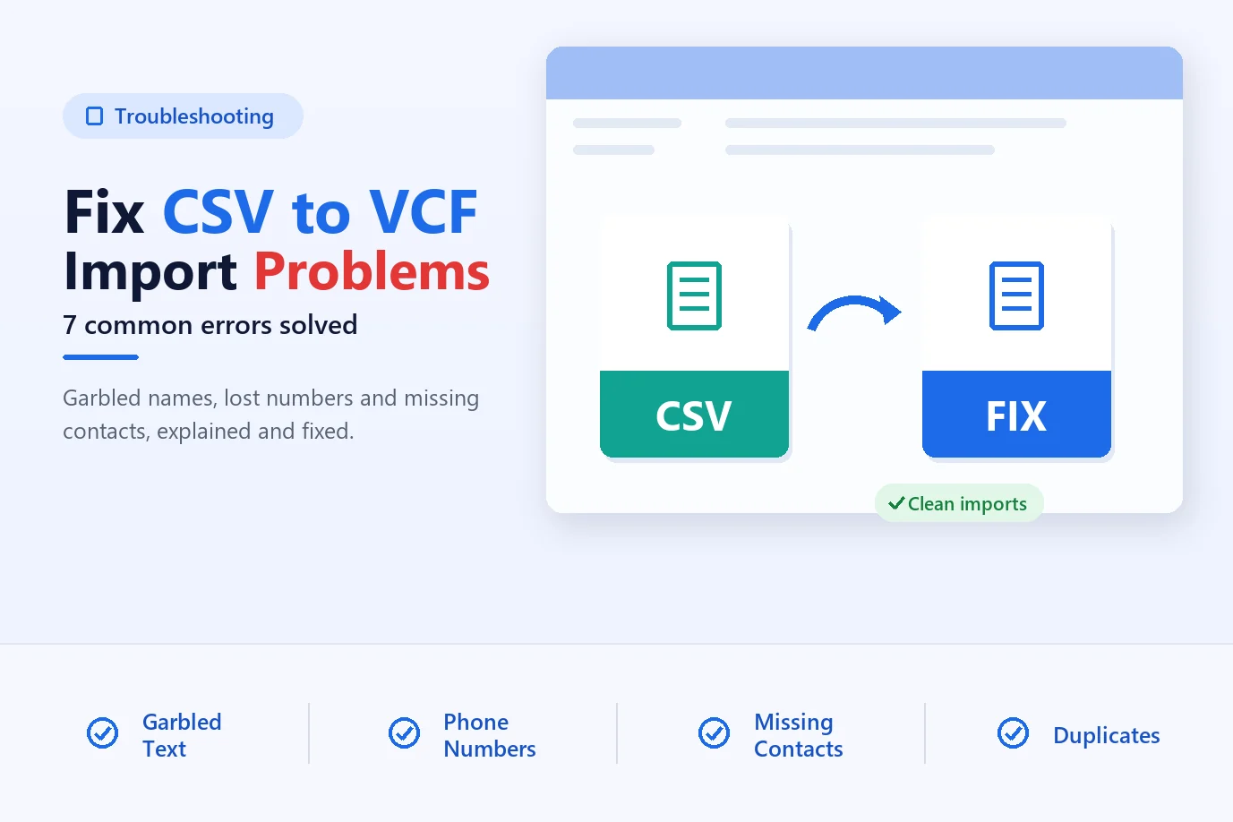 CSV to VCF Import Problems and How to Fix Them